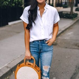Denim & Flower White Button Down Shirt